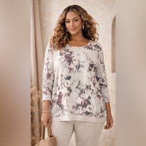 J.Jill Abstract Print Top | Size 14 | Neutral Long Sleeve Blouse